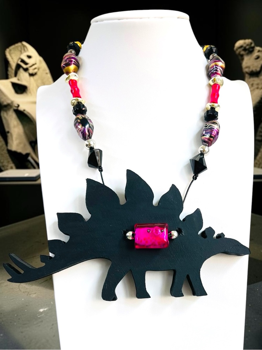 The Tipsy Trex Original Dinosaur Stegosaurus  Pendant necklace by Lain